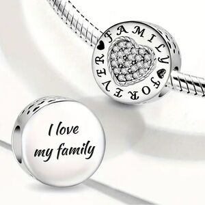Elegant Silver Family Heart Charm NWT